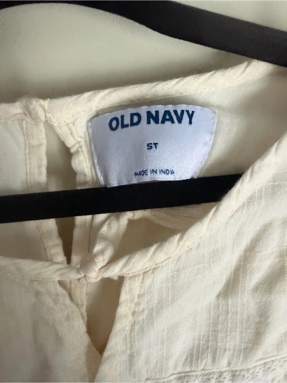 Old Navy Cream toddler girl Cotton Puff-Sleeve Girls Dress boho 5T neutral